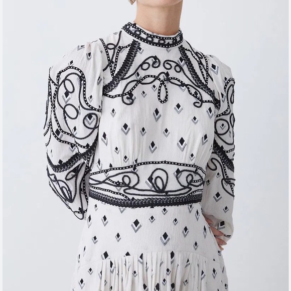 Karen Millen Monochrome Embroidered Dress - Picture 3 of 7